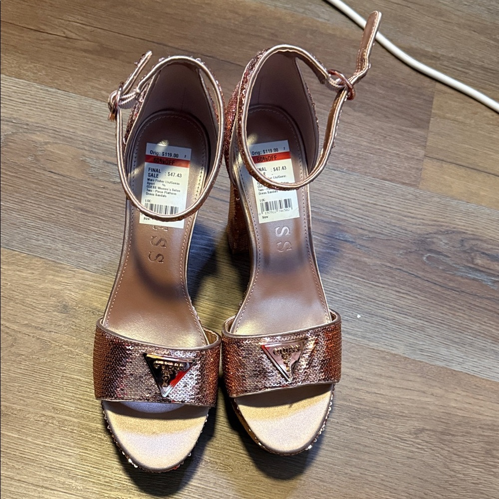 Guess Women's Metallic Rose Heels